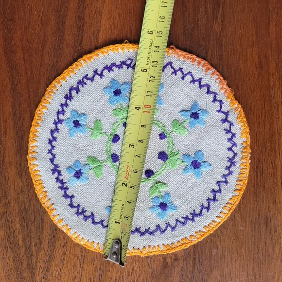 Colourful Embroidered Trivet/Coasters Set - Picture 12 of 15